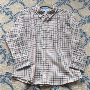 Little English White and Red Checkered Button Down Shirt